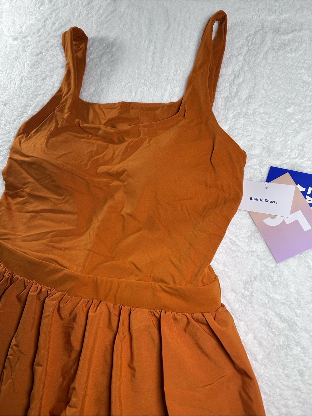 NWT Sz M JoyLab Game Day Activewear Athletic Dress built-in Shorts Rust Orange - Picture 6 of 12